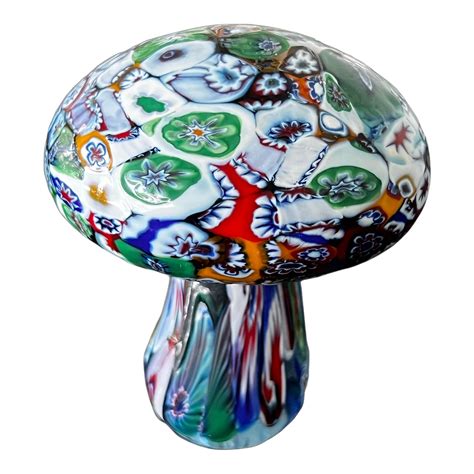 Vintage Millefiori Glass Mushroom Paperweight 